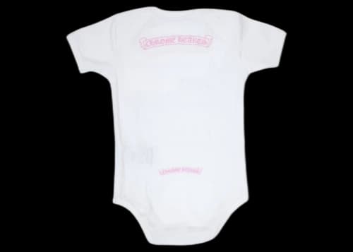 Chrome Hearts Baby Scroll Logo Onesie White/Pink