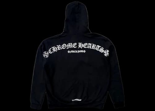Chrome Hearts T Logo FU Shoulder Zip Up Hoodie Black