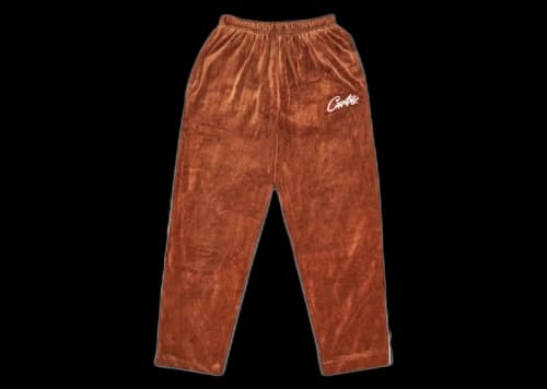 Corteiz Allstarz VVS Velour Bottoms Brown