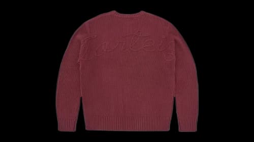 Corteiz Crochet Applique Knit Crew Burgundy