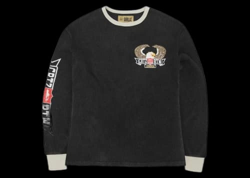 Corteiz Dipset Waffle L/S Tee Washed Black