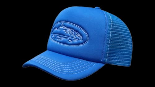 Corteiz Island Outline Trucker Hat Blue