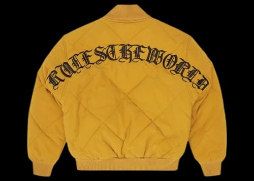 Corteiz Olde English Quilted Bomber Jacket Yellow