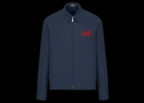 Dior And Shawn Zipped Overshirt Navy Blue