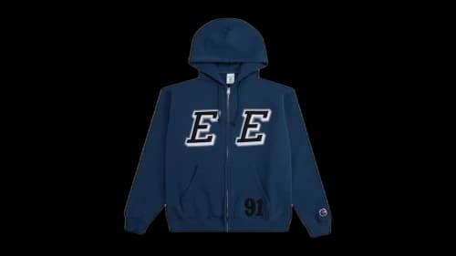 Eric Emanuel EE Felt Zip-Up Hoodie Blue