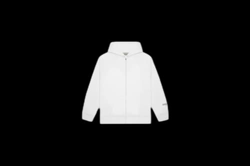 Fear of God Essentials 3D Silicon Applique Full Zip Up Hoodie White