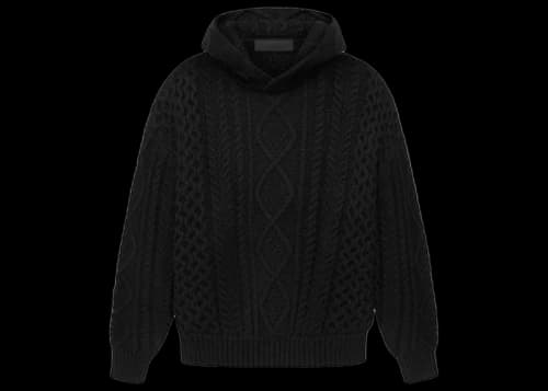Fear of God Essentials Cable Knit Hoodie Black