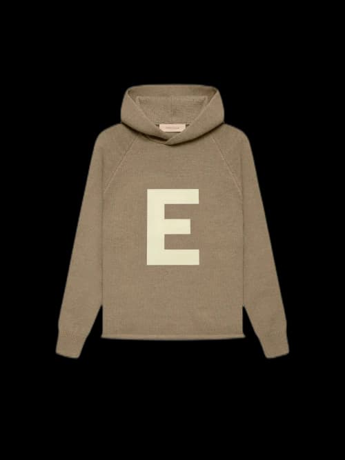 Fear of God Essentials Kids Big E Knit Hoodie Oak