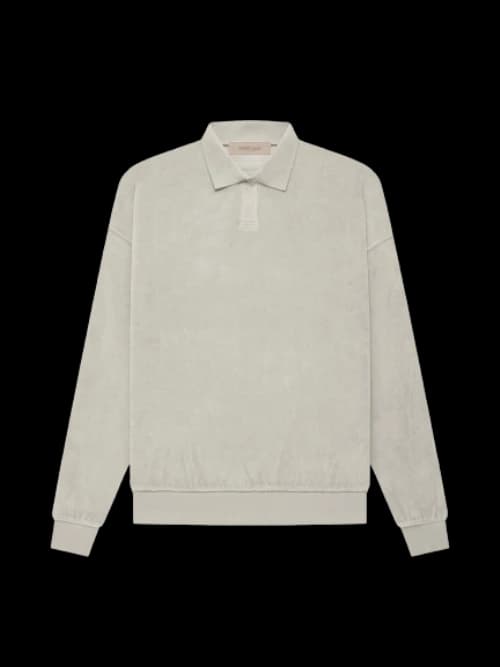 Fear of God Essentials Womens Velour LS Polo Smoke