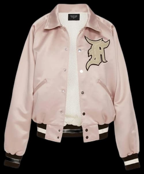 FEAR OF GOD Satin Baseball Coach Jacket Blush
