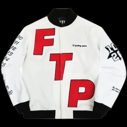 FTP 10 Year Varsity Jacket White