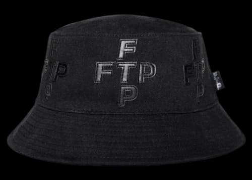FTP Cross Logo Denim Bucket Hat Black