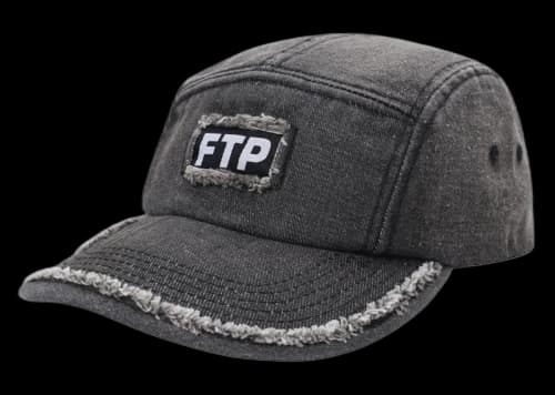FTP Frayed Denim Logo Camp Hat Black