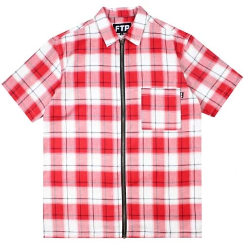 FTP Plaid Zip Up Shirt Red