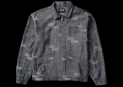 Full Send All Over Print Denim Work Jacket Black