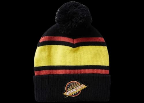 Full Send Hockey Pom Beanie Black