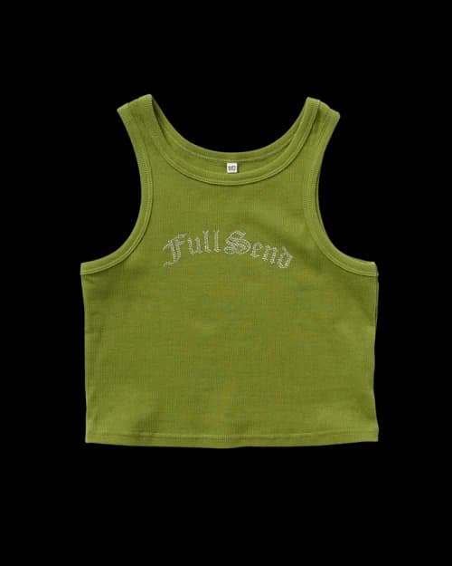 Full Send Women's Rhinestone Tank Top Green