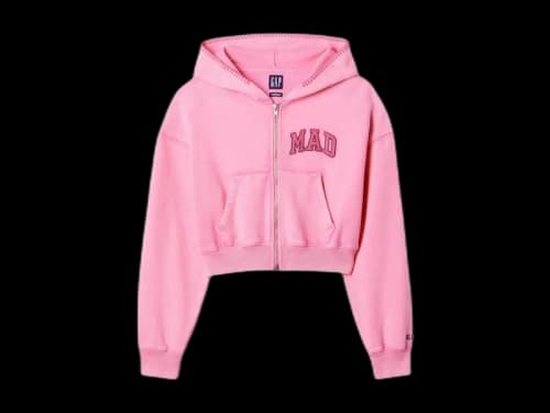 Gap x MadHappy Women's Full Zip Cropped Mad Hoodie Pink