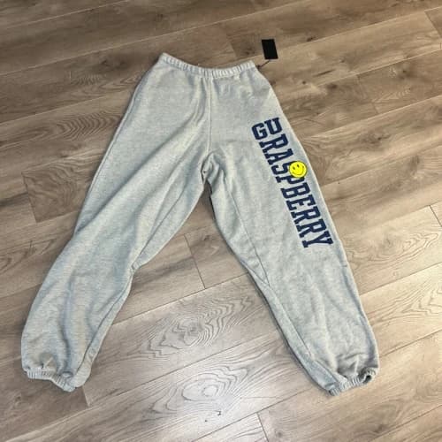 GV Gallery Raspberry Smiley Face Sweatpants Grey