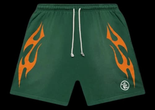 Hellstar Flame Shorts Green