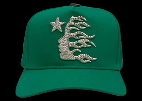 Hellstar OG Logo Rhinestone Cap Green