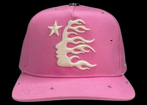 Hellstar OG Logo Rhinestone Snapback Hat Pink