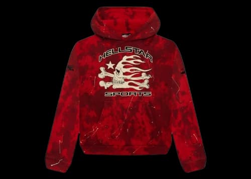 Hellstar Sports Tie-Dye Skull Hoodie Red