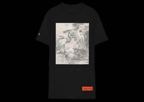 Heron Preston White Bird Printed T-shirt Black