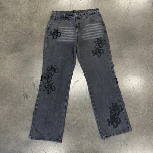 HMDD Embroidered Logo Denim Jeans Black