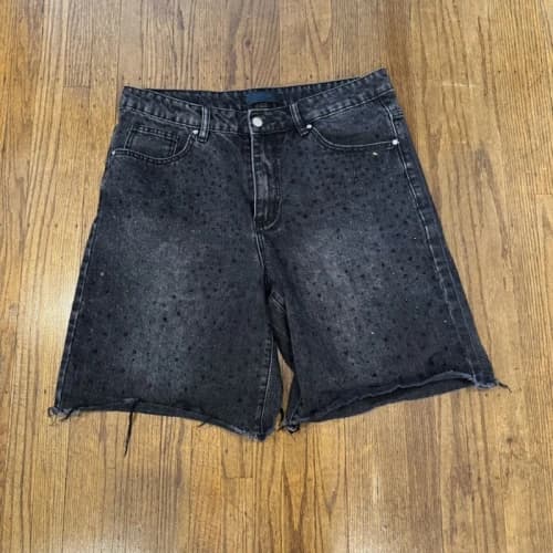 HMDD rhinestone Billie Jean jorts black