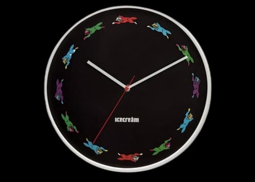 Icecream Ice Cream Father Time Clock Black