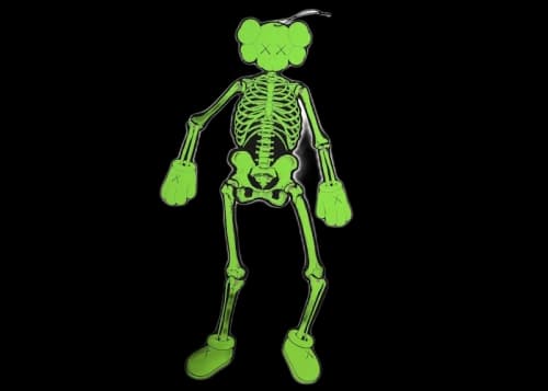 KAWS Skeleton Board Cutout Ornament Green