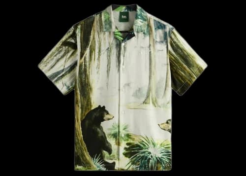 Kith AMNH Black Bear Camp Collar Shirt White
