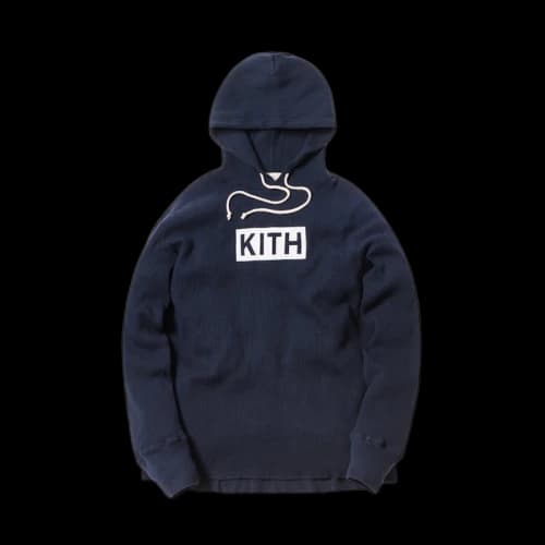 Kith Calux Waffle Hoodie Navy