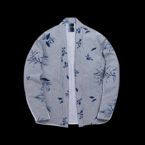 Kith Floral Print Seersucker Kimono Jacket Blue