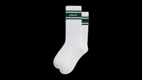 Kith Ivy Wilson Stripe Logo Crew Socks White