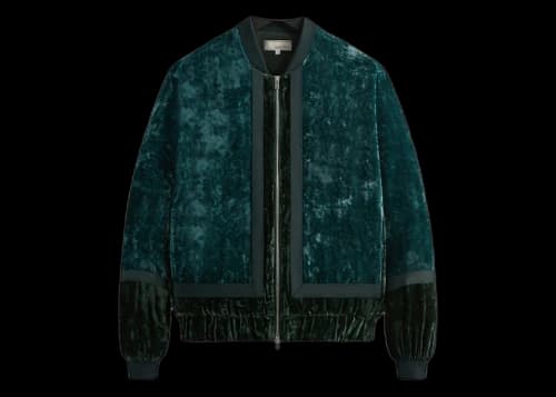 Kith & Kin Crushed Velvet Silas Bomber Jacket Algae