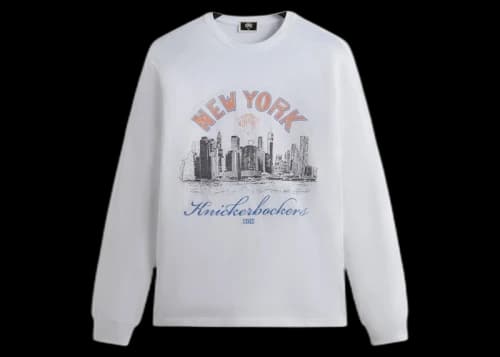 Kith New York Knicks Skyline L/S Vintage Tee White