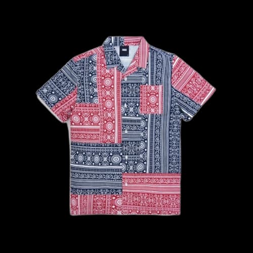 Kith Patchwork Camp Shirt Red/Navy Multi