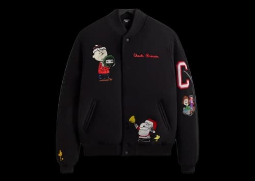 Kith x Peanuts Varsity Jacket Black