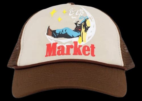Market Man On Moon Trucker Hat Brown