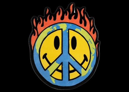 Market Smiley Peace Be Worry Rug Multicolor