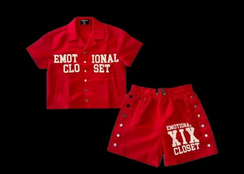 Mixed Emotion Backyard Nylon Short Set Red