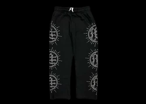 Mixed Emotion Eclipse Rhinestone Sweatpants Black