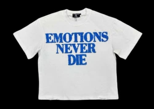 Mixed Emotion Rhinestone Tee White/Blue