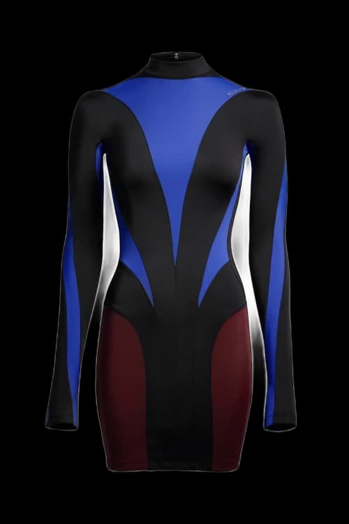 Mugler H&M Spiral-Paneled Mini Dress Black