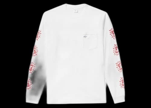 Noah Keith Haring Long Sleeve Pocket Tee White