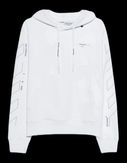 OFF-WHITE Diag Unfinished Hoodie White/Silver