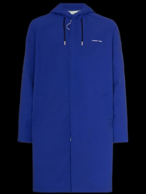 OFF-WHITE Diagonal Hooded Raincoat Blue/White