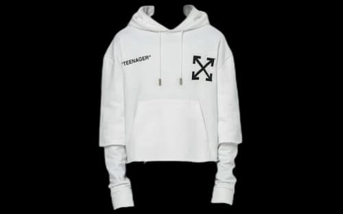 OFF-WHITE Distressed Flamed Bart Hoodie White